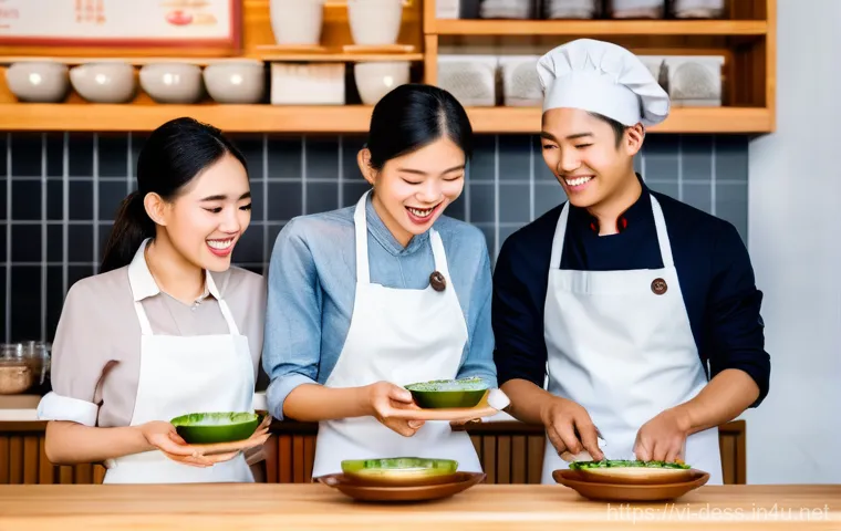 디저트 전문가의 팀 관리 스킬 - **Vibrant Team Collaboration in a Vietnamese Patisserie**
    A bustling, modern Vietnamese patisser...