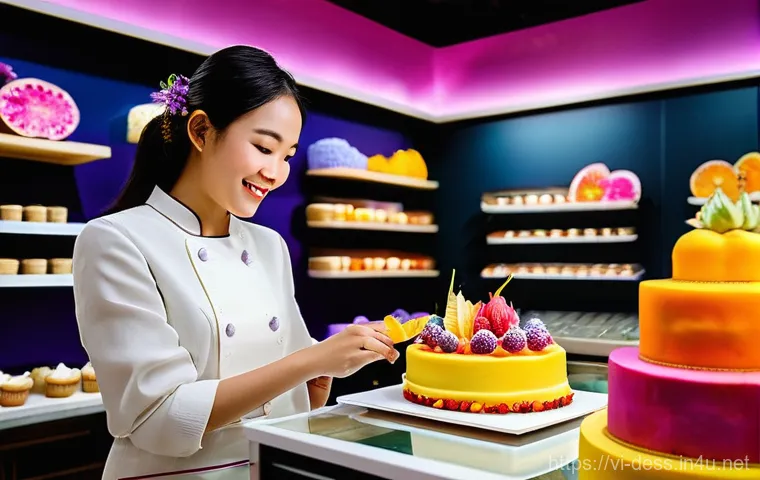 디저트 전문가와 고객 피드백 활용 사례 - Prompt 1: Tropical Fruit Mousse Cakes in a Modern Vietnamese Patisserie**