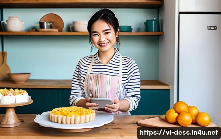 디저트 전문가의 다양한 직업적 선택지 - **Prompt for "Online Baking Business Owner":**
"A cozy, brightly lit home kitchen in Vietnam, fi...